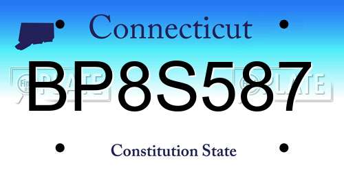 BP8S587 Connecticut License Plate