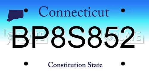 BP8S852 Connecticut License Plate