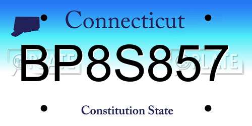 BP8S857 Connecticut License Plate