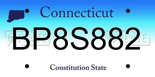 BP8S882 Connecticut License Plate
