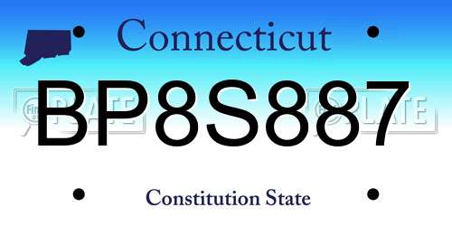BP8S887 Connecticut License Plate