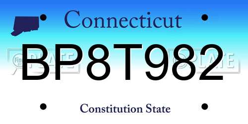 BP8T982 Connecticut License Plate