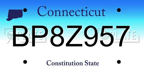 BP8Z957 Connecticut License Plate