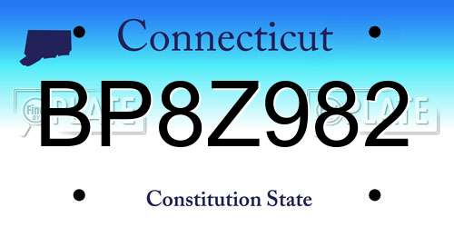 BP8Z982 Connecticut License Plate