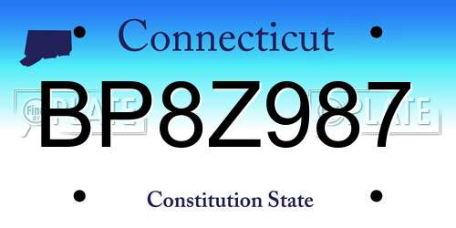 BP8Z987 Connecticut License Plate
