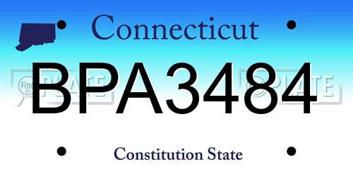 BPA3484 Connecticut License Plate
