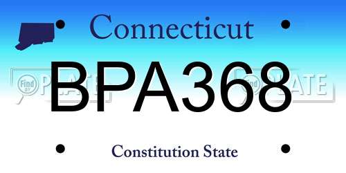 BPA368 Connecticut License Plate