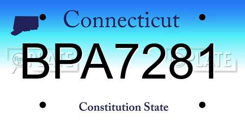BPA7281 Connecticut License Plate