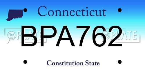 BPA762 Connecticut License Plate