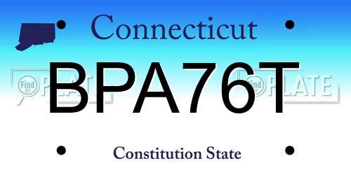 BPA76T Connecticut License Plate