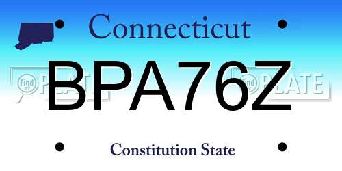 BPA76Z Connecticut License Plate