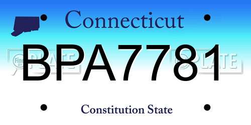 BPA7781 Connecticut License Plate