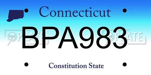 BPA983 Connecticut License Plate