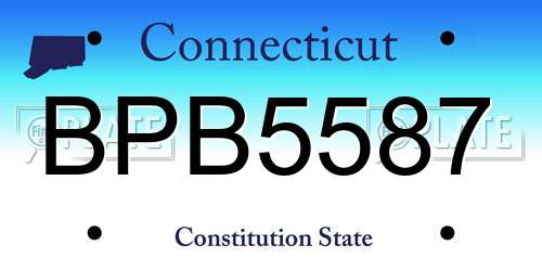 BPB5587 Connecticut License Plate