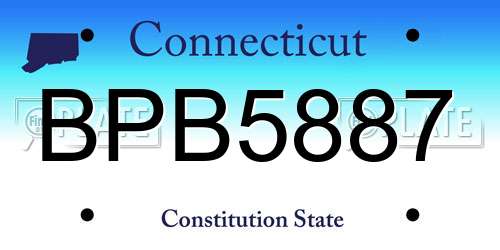 BPB5887 Connecticut License Plate
