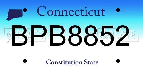 BPB8852 Connecticut License Plate