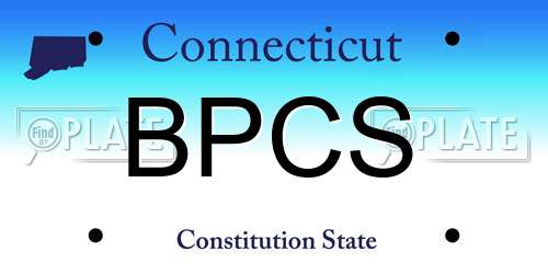 BPCS Connecticut License Plate