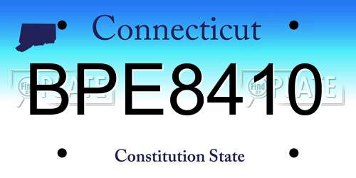 BPE8410 Connecticut License Plate