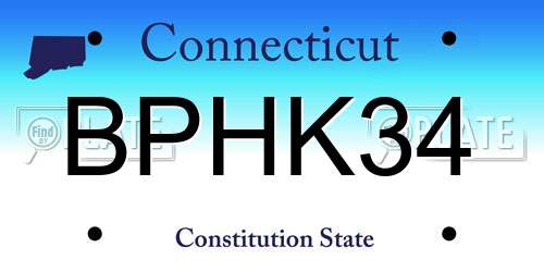 BPHK34 Connecticut License Plate