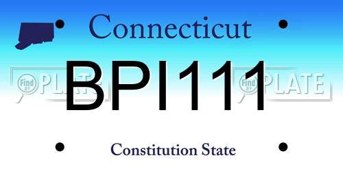 BPI111 Connecticut License Plate