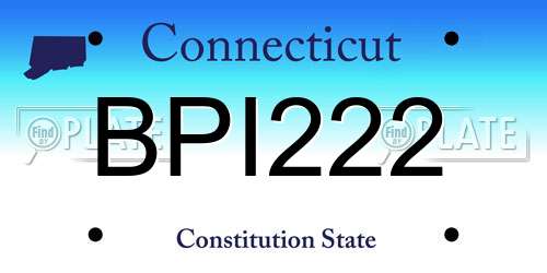 BPI222 Connecticut License Plate