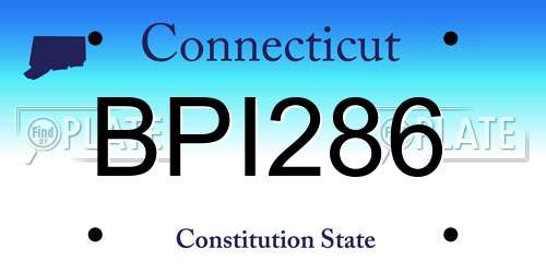 BPI286 Connecticut License Plate