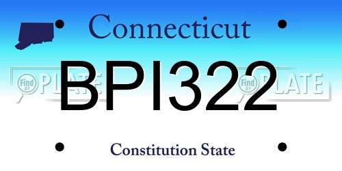 BPI322 Connecticut License Plate