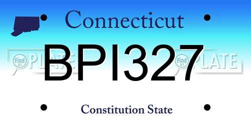 BPI327 Connecticut License Plate