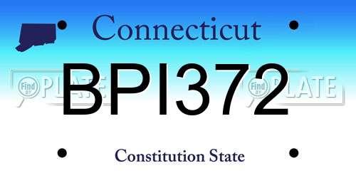BPI372 Connecticut License Plate