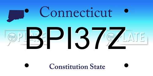 BPI37Z Connecticut License Plate
