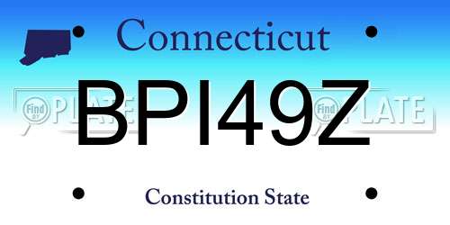 BPI49Z Connecticut License Plate