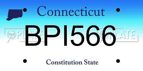 BPI566 Connecticut License Plate