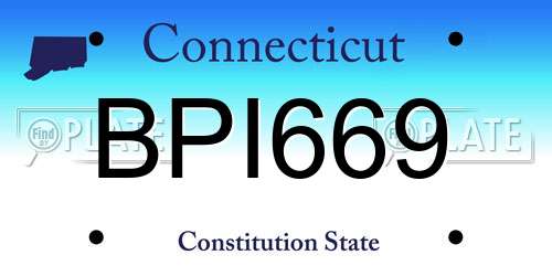 BPI669 Connecticut License Plate