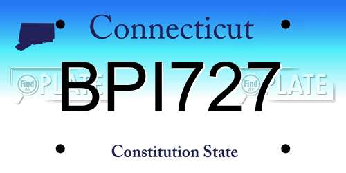 BPI727 Connecticut License Plate