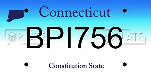 BPI756 Connecticut License Plate