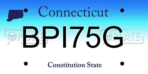 BPI75G Connecticut License Plate