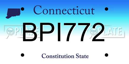 BPI772 Connecticut License Plate