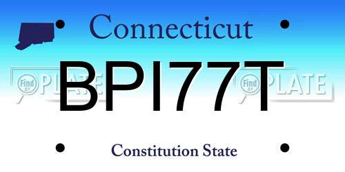 BPI77T Connecticut License Plate