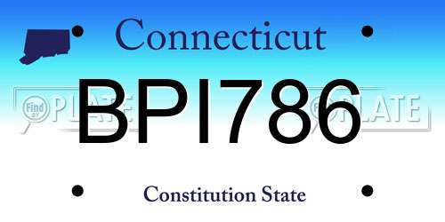 BPI786 Connecticut License Plate