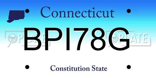 BPI78G Connecticut License Plate