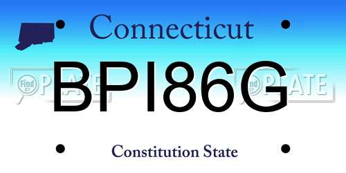 BPI86G Connecticut License Plate