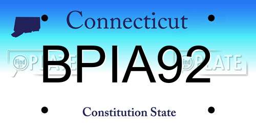 BPIA92 Connecticut License Plate