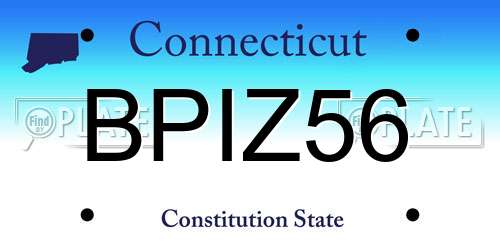 BPIZ56 Connecticut License Plate