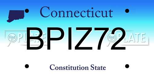 BPIZ72 Connecticut License Plate