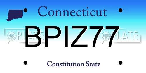 BPIZ77 Connecticut License Plate