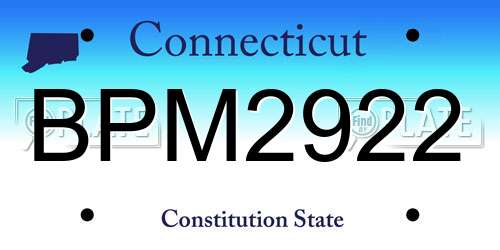 BPM2922 Connecticut License Plate