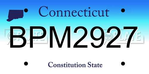 BPM2927 Connecticut License Plate