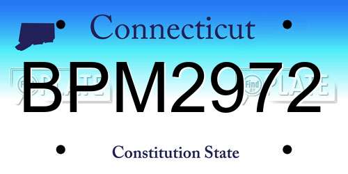 BPM2972 Connecticut License Plate