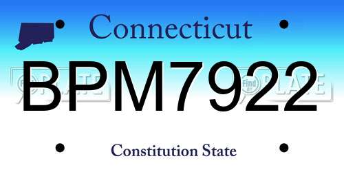 BPM7922 Connecticut License Plate