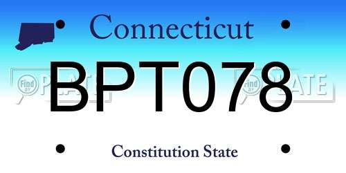 BPT078 Connecticut License Plate